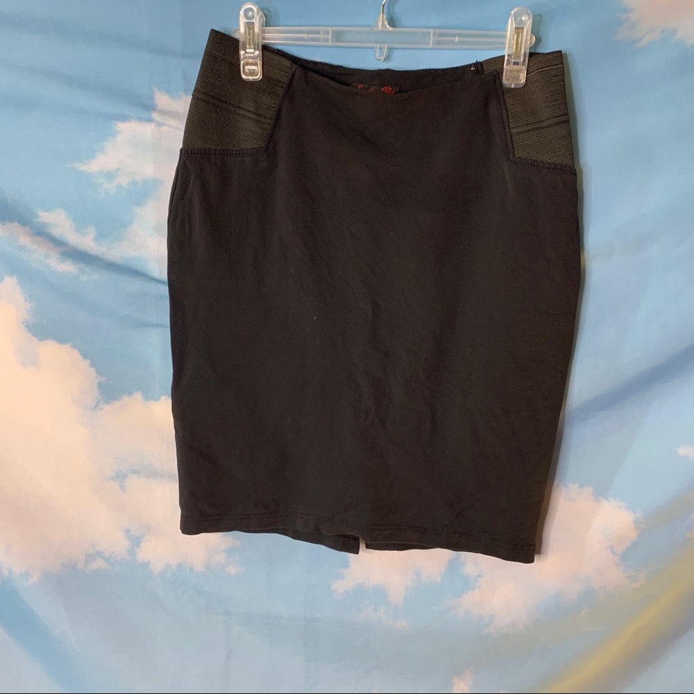 Sapphire Red- Black Mini Skirt size Large